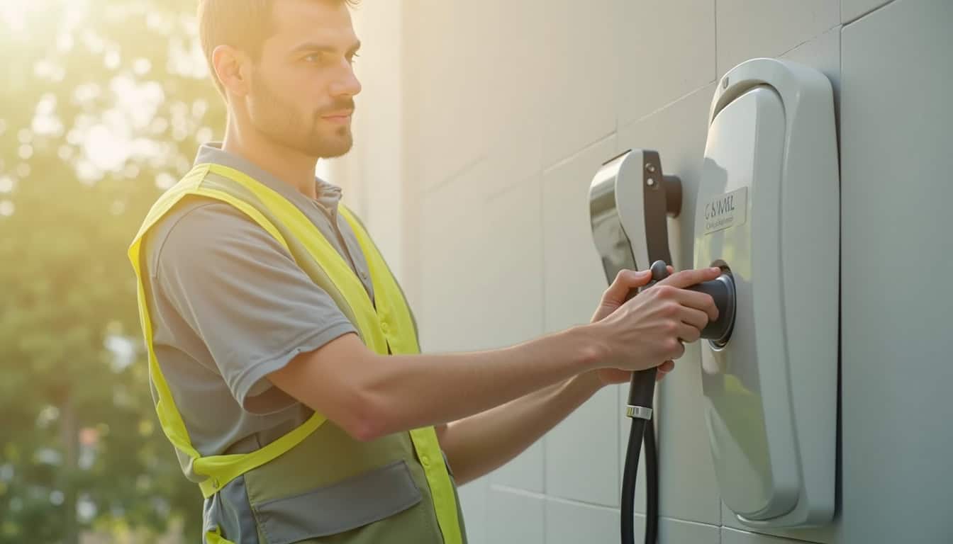 Électricien certifié IRVE en train d