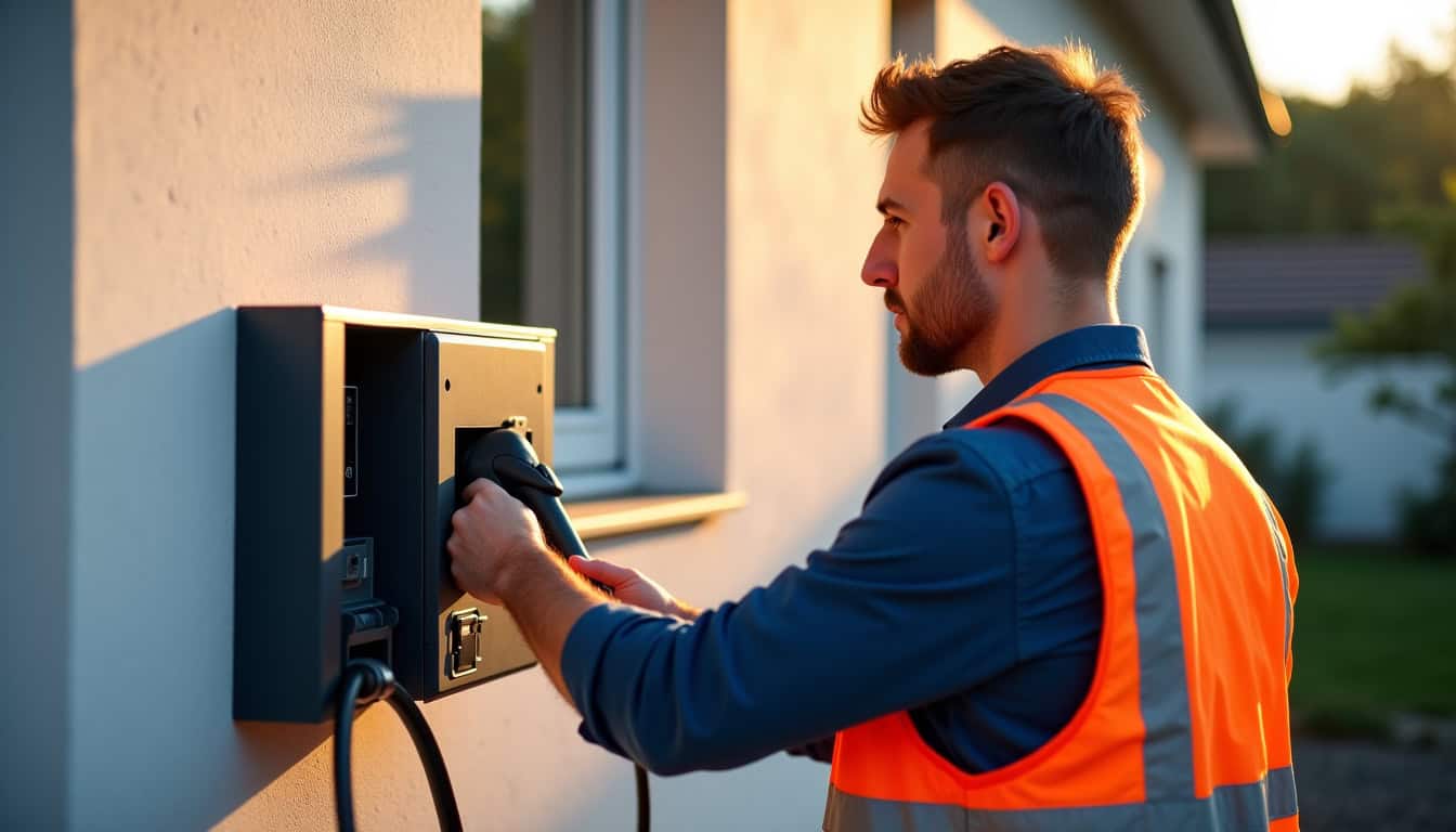 Électricien certifié IRVE en train d
