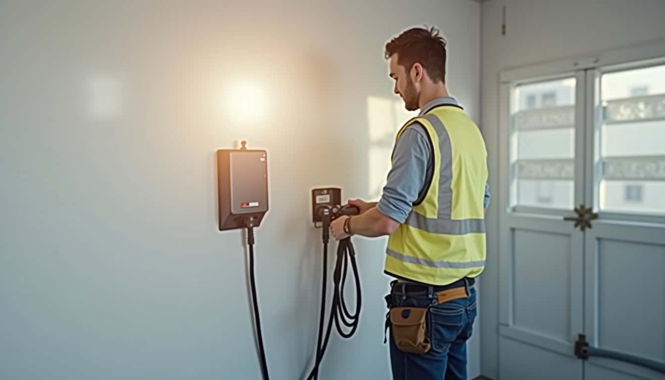 Électricien certifié IRVE en train d