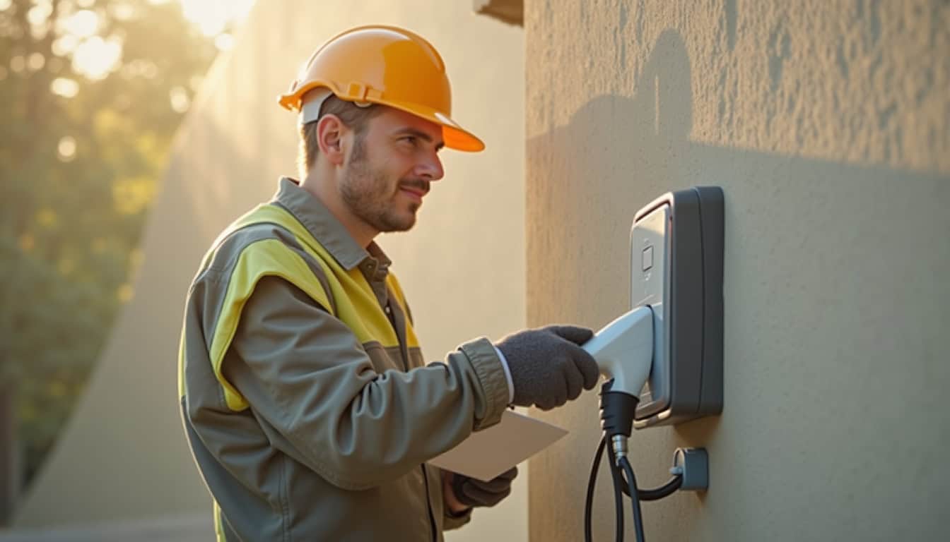 Électricien certifié IRVE en train d