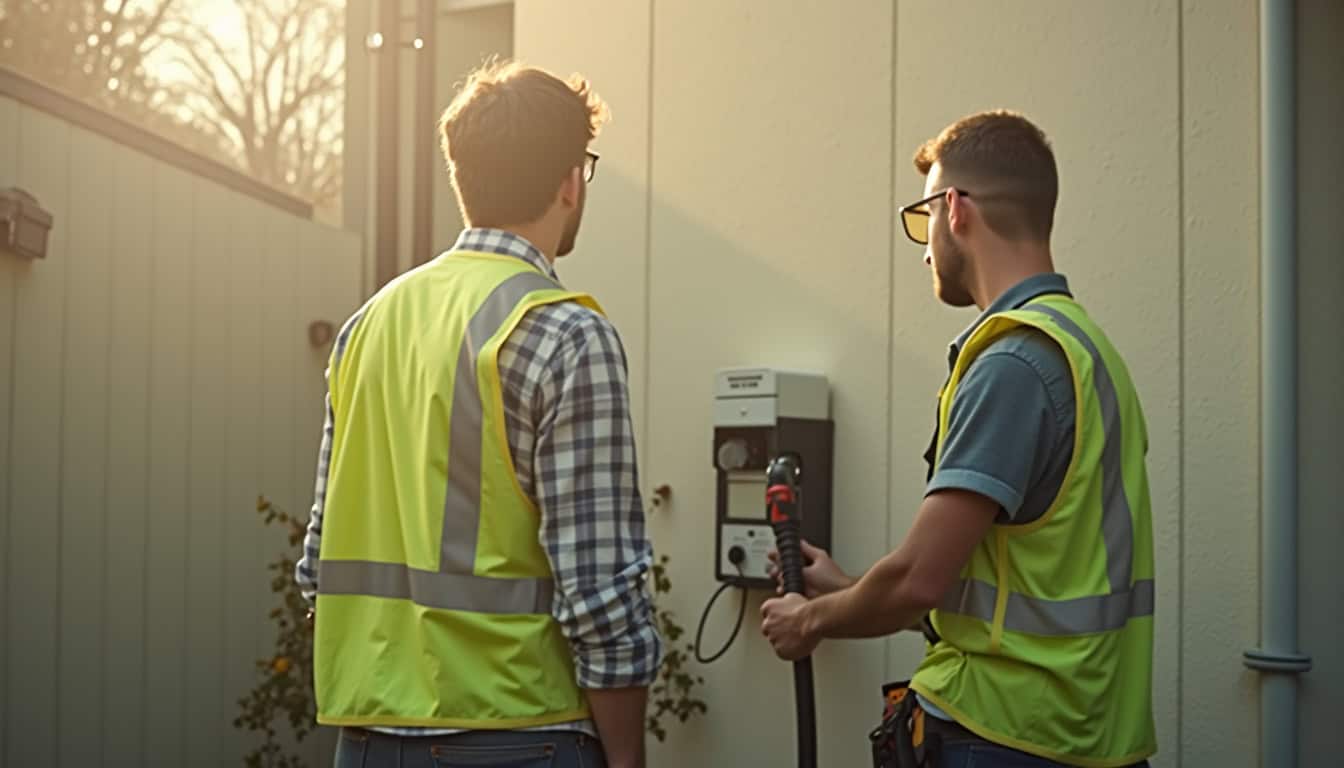 Électricien certifié IRVE en train d