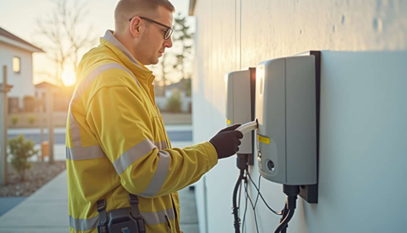 Électricien certifié IRVE en train d