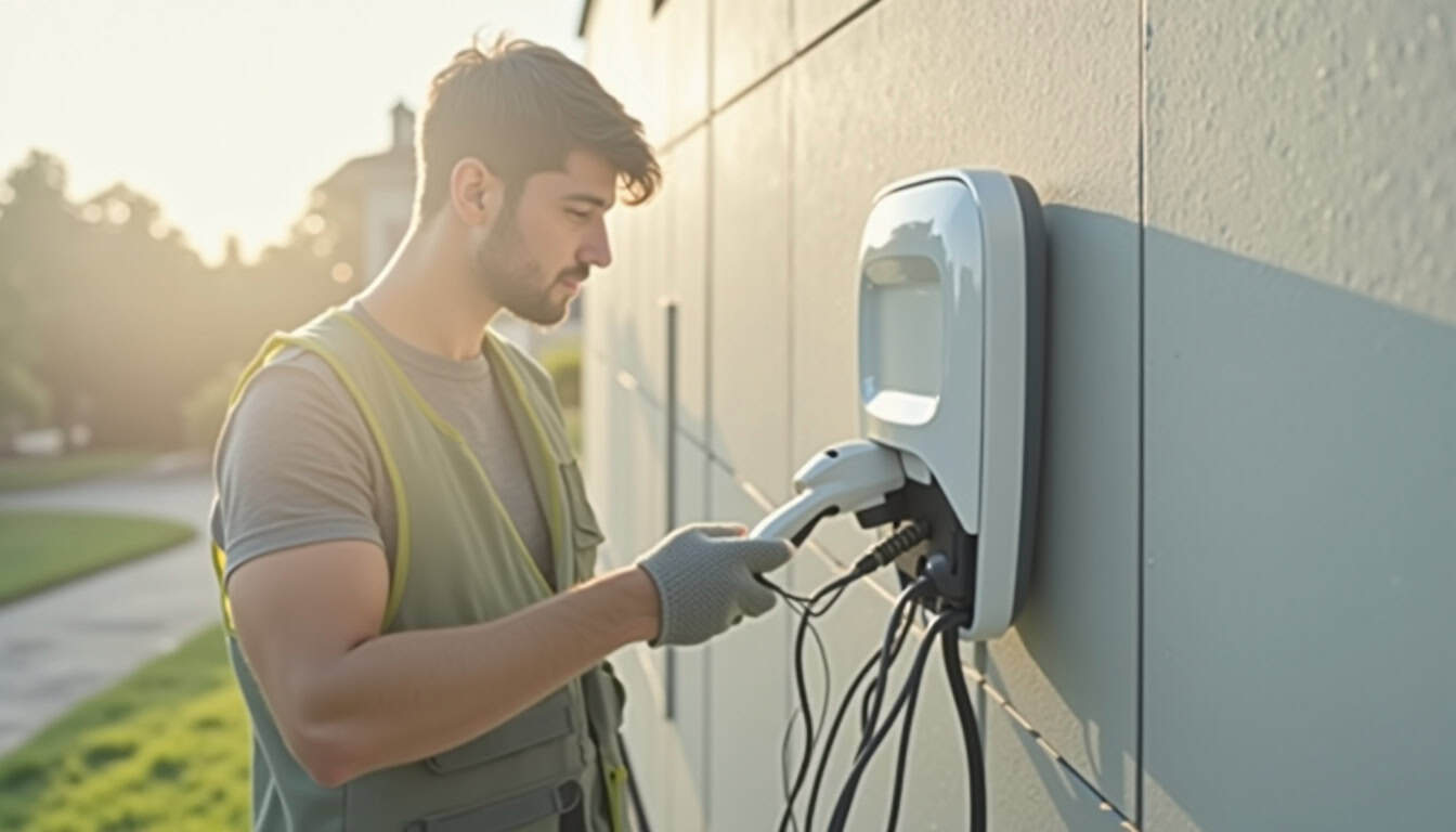 Électricien certifié IRVE en train d