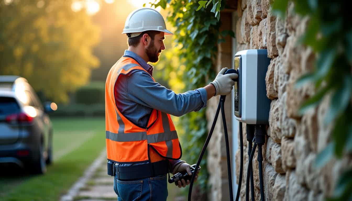 Électricien certifié IRVE en train d
