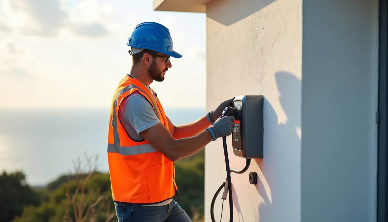 Électricien certifié IRVE en train d