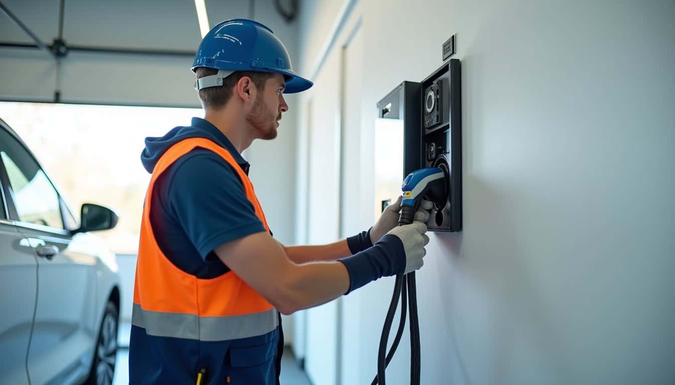 Électricien certifié IRVE en train d
