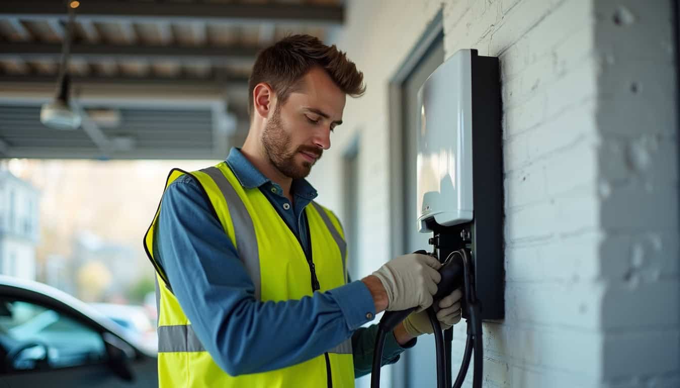 Électricien certifié IRVE en train d