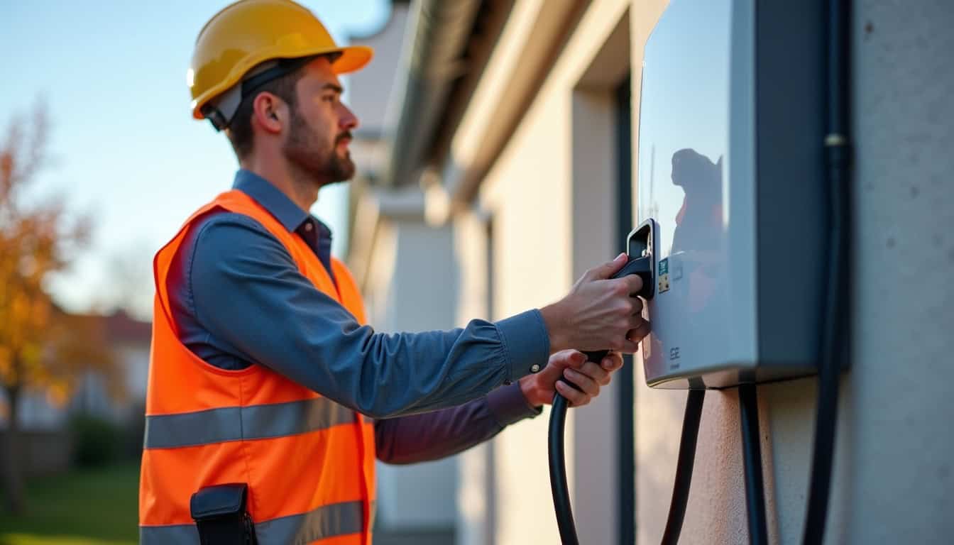 Électricien certifié IRVE en train d