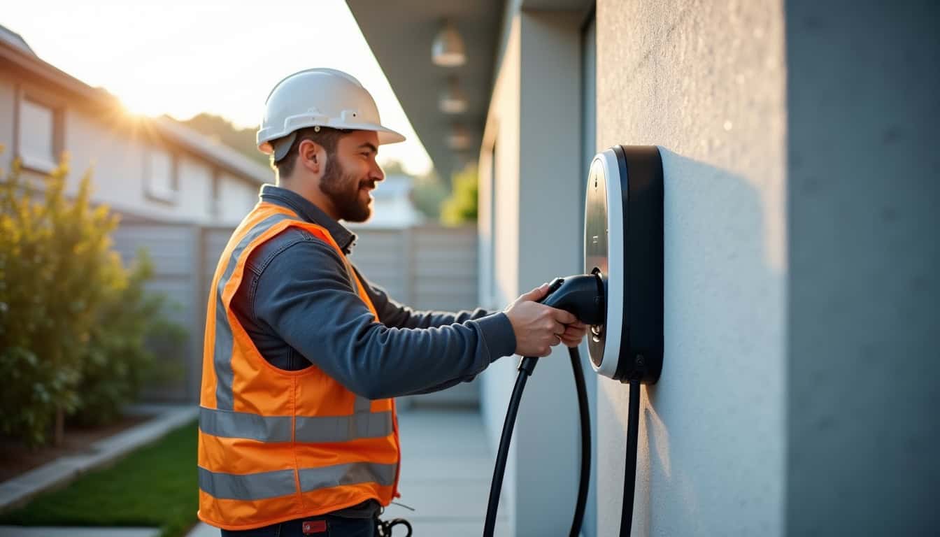 Électricien certifié IRVE en train d
