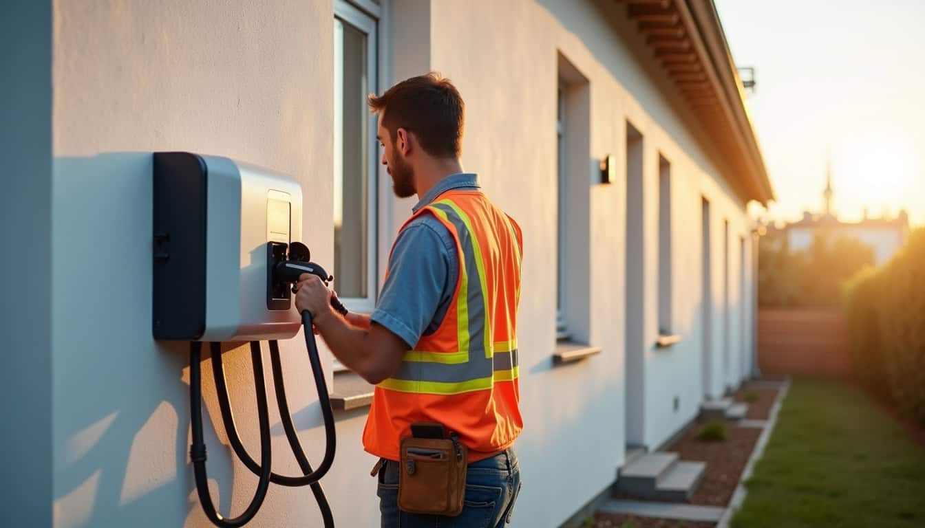 Électricien certifié IRVE en train d