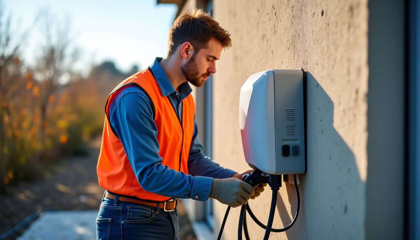 Électricien certifié IRVE intervenant sur un chantier à Épernay