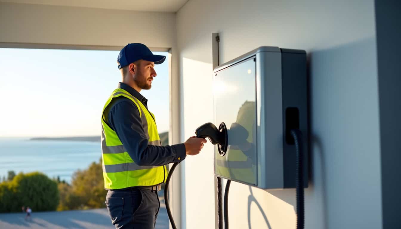 Électricien certifié IRVE préparant l
