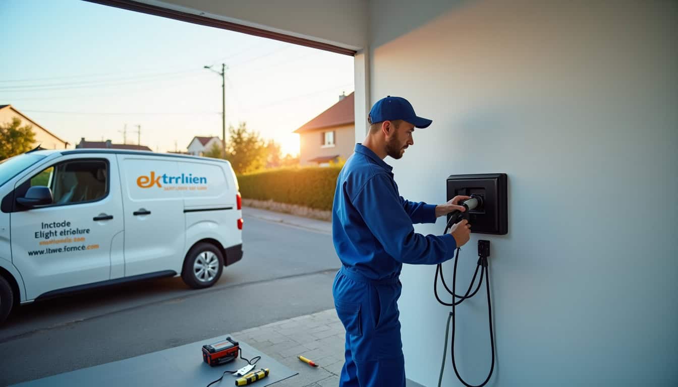 Électricien en intervention pour installer une borne de recharge à Saint-Dyé-sur-Loire