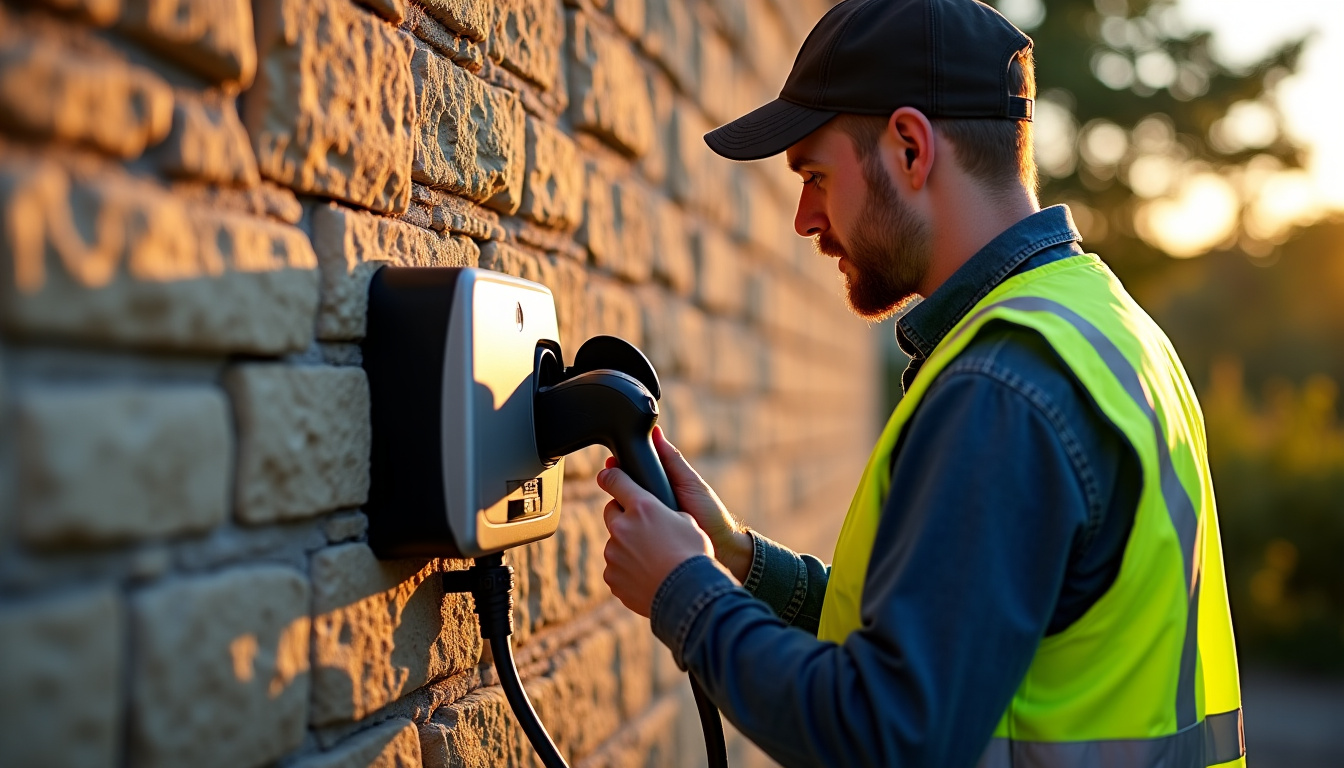 Électricien en train d