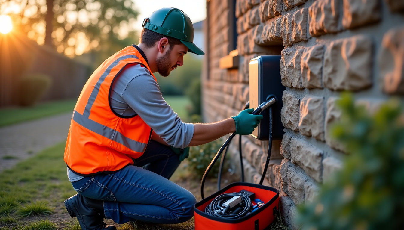 Électricien en train d