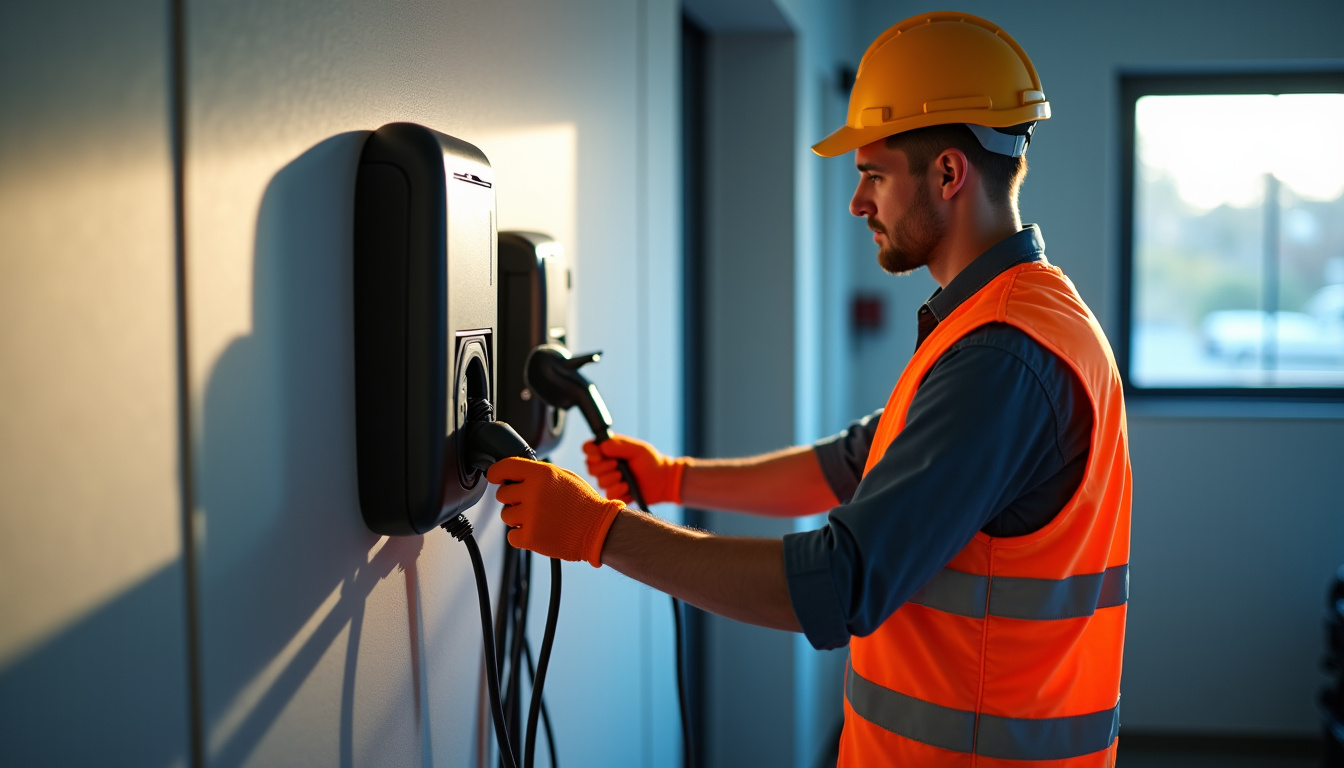 Électricien en train d