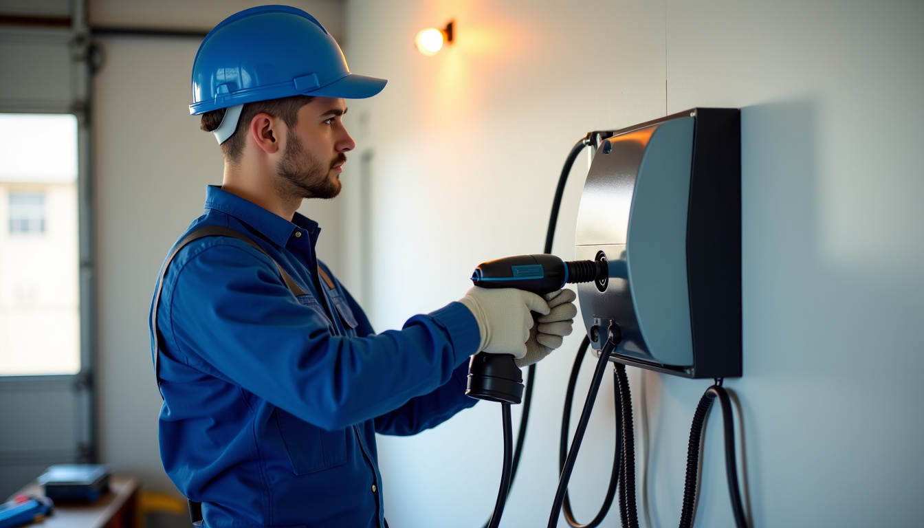 Électricien en train d