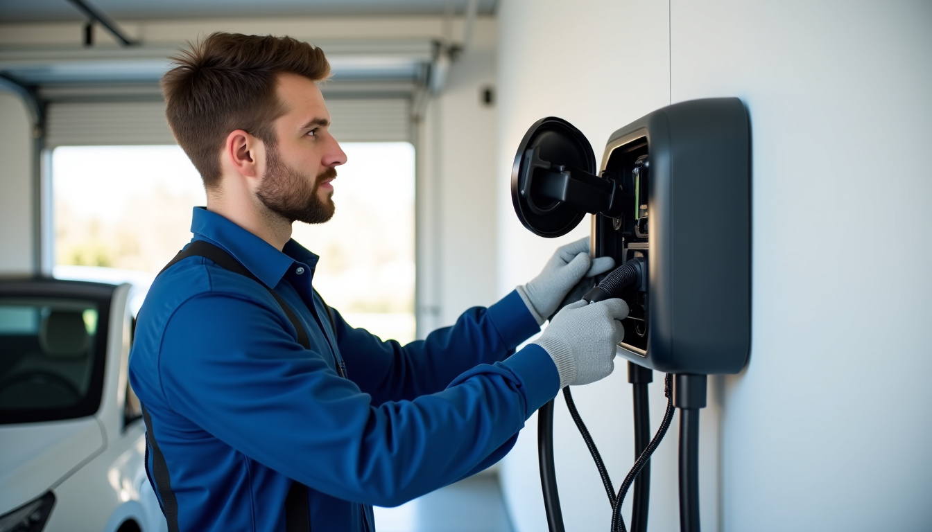 Électricien en train d