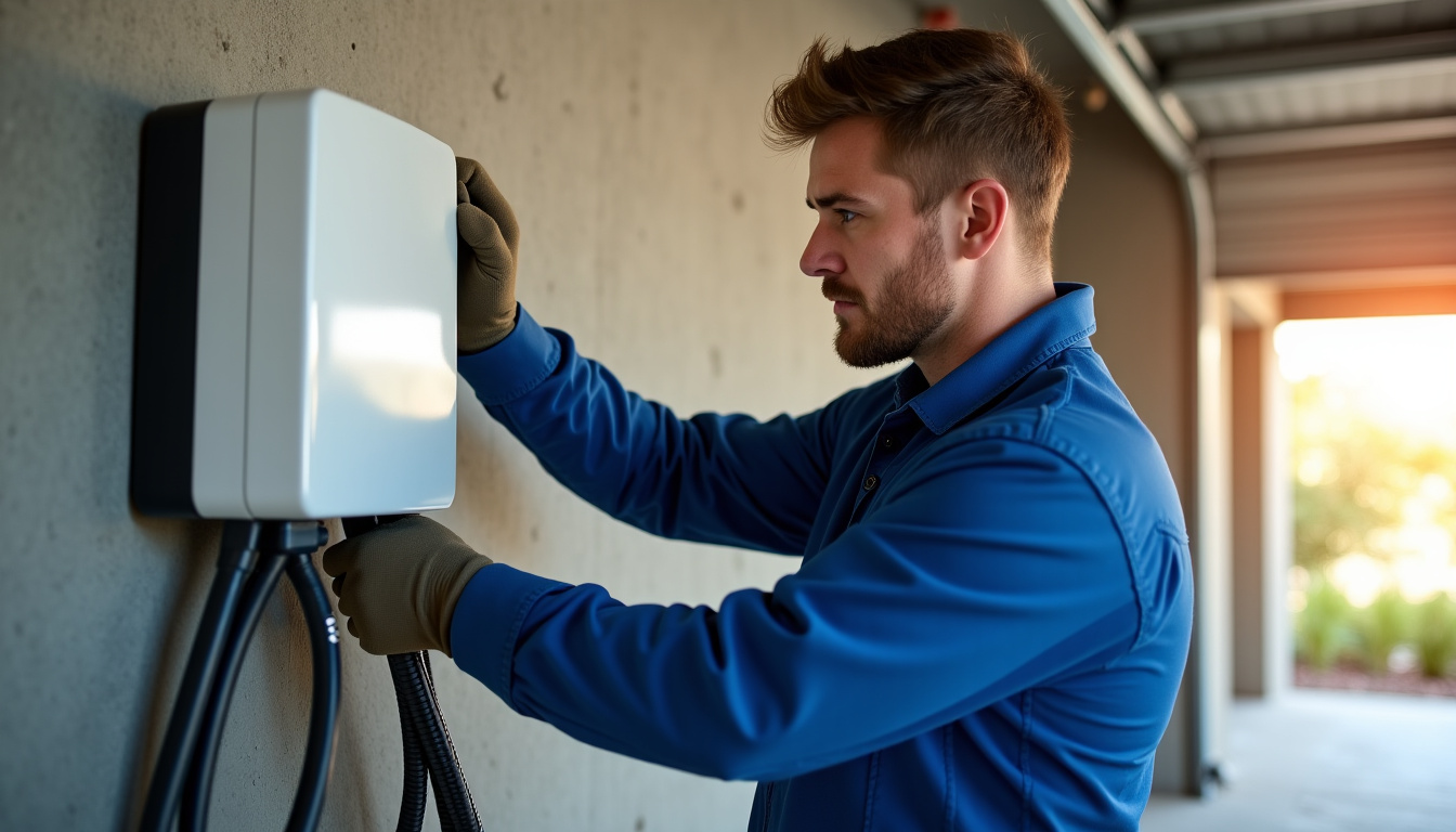 Électricien en train d