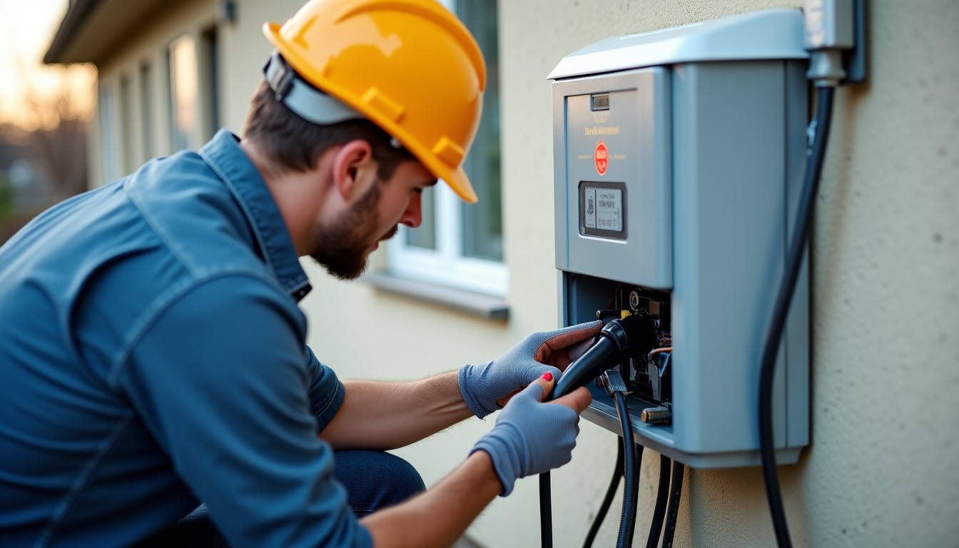 Électricien en train d