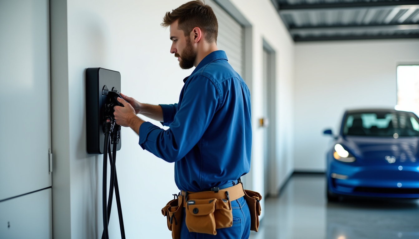 Électricien en train d