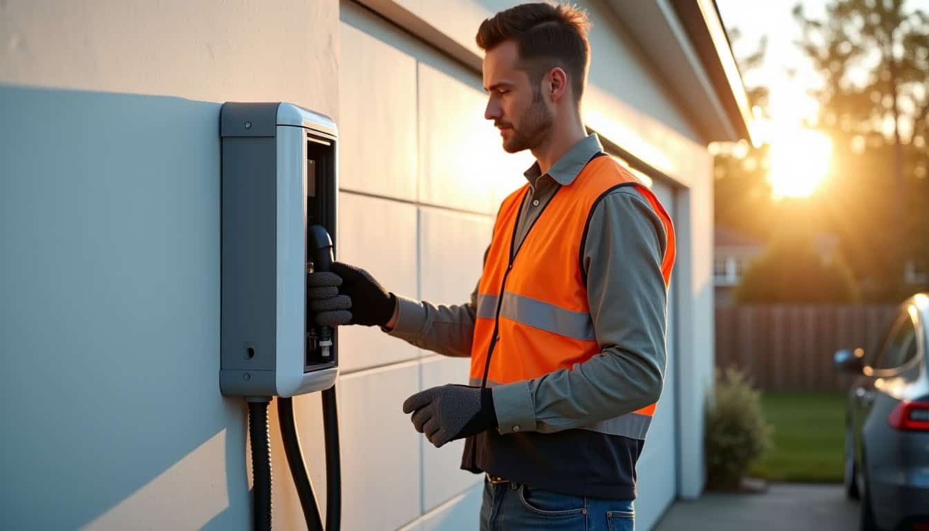 Électricien en train d