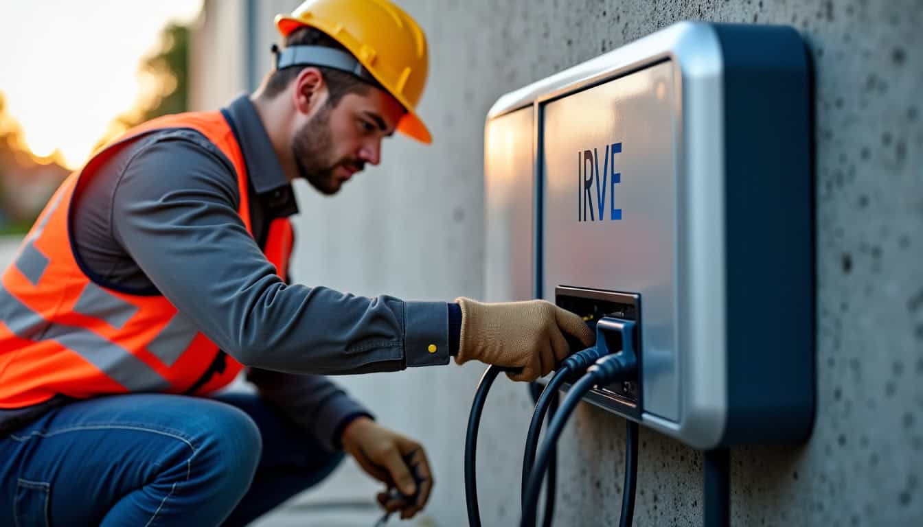 Électricien en train d