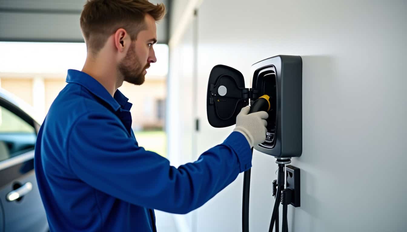 Électricien en train d