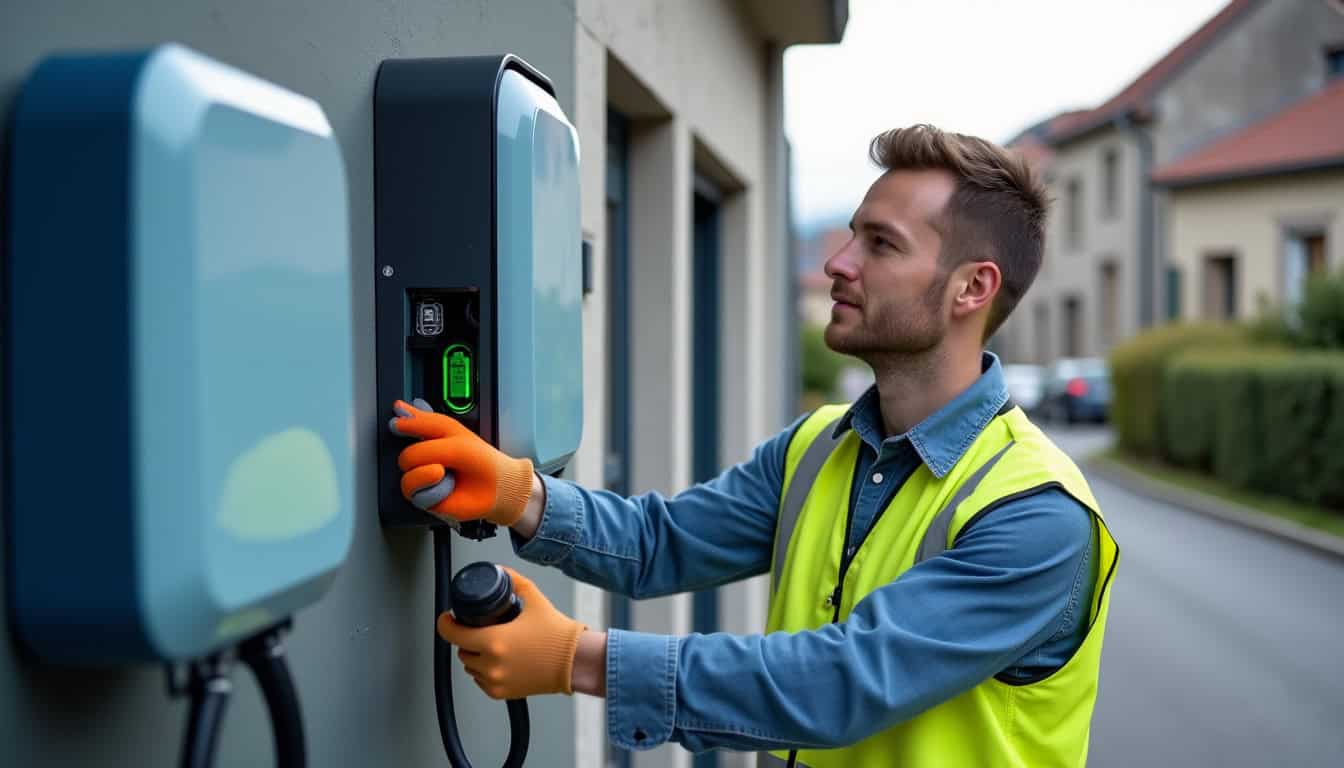 Électricien en train d