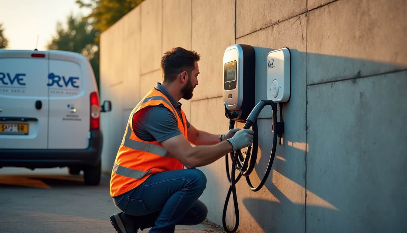 Électricien en train d