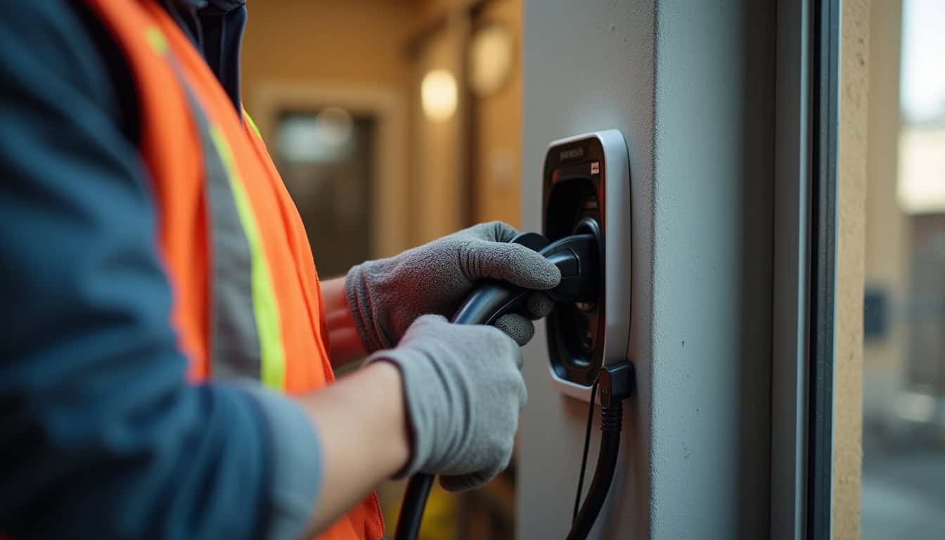 Électricien en train d