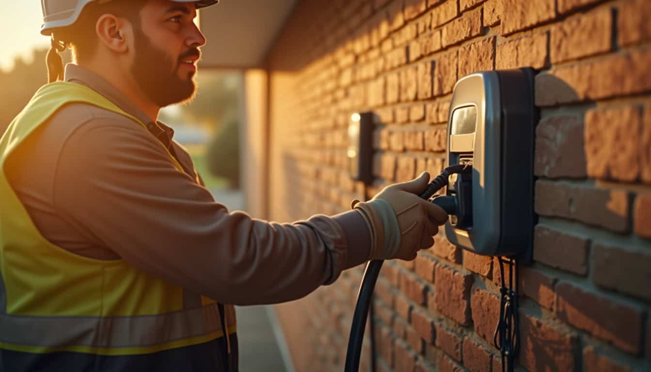 Électricien IRVE en train d