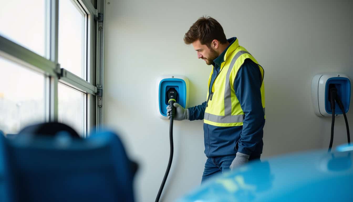Électricien IRVE en train d