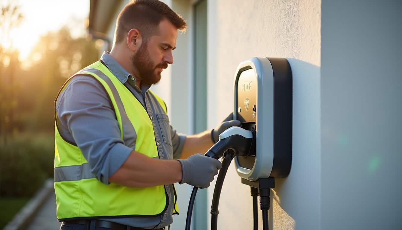 Électricien IRVE en train d