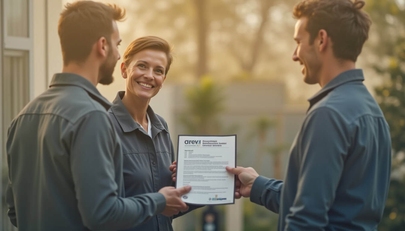 Électricien présentant sa certification IRVE lors d
