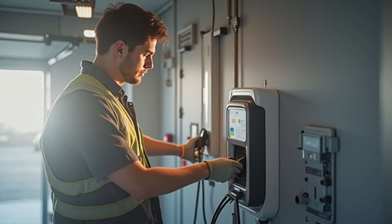 Électricien professionnel en train d