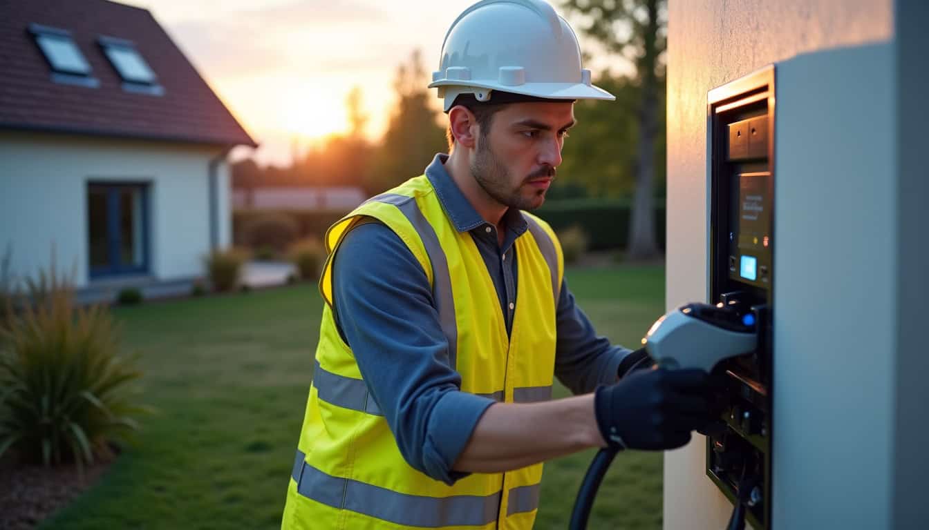 Électricien professionnel en train d