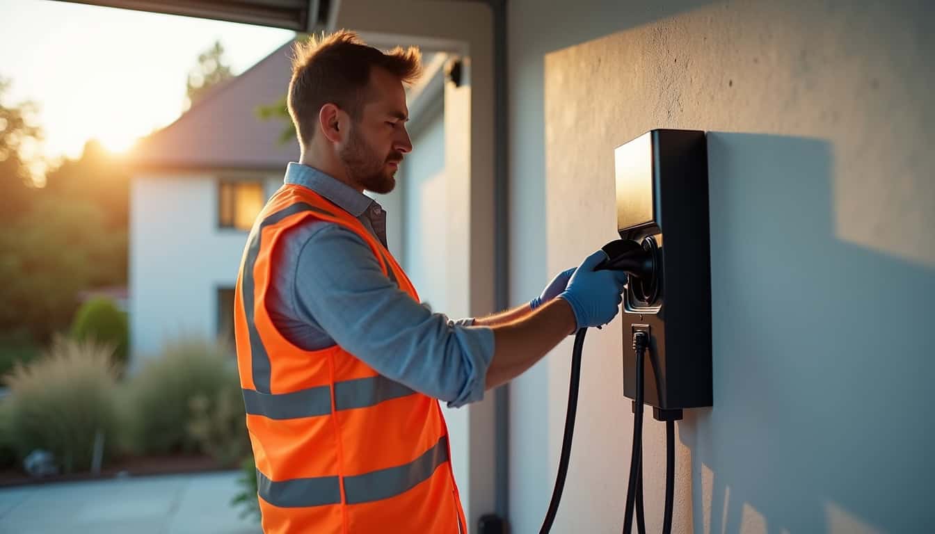 Électricien professionnel en train d