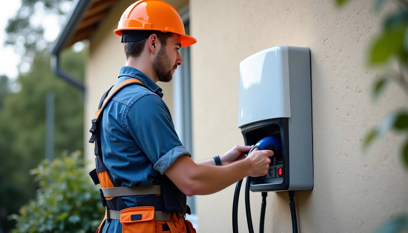 Électricien qualifié IRVE en train d