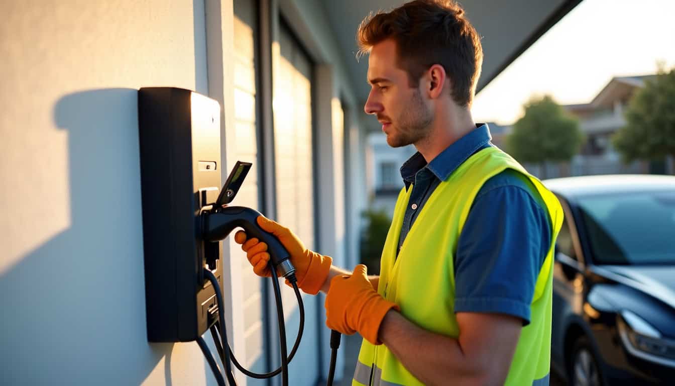 Électricien qualifié IRVE en train d