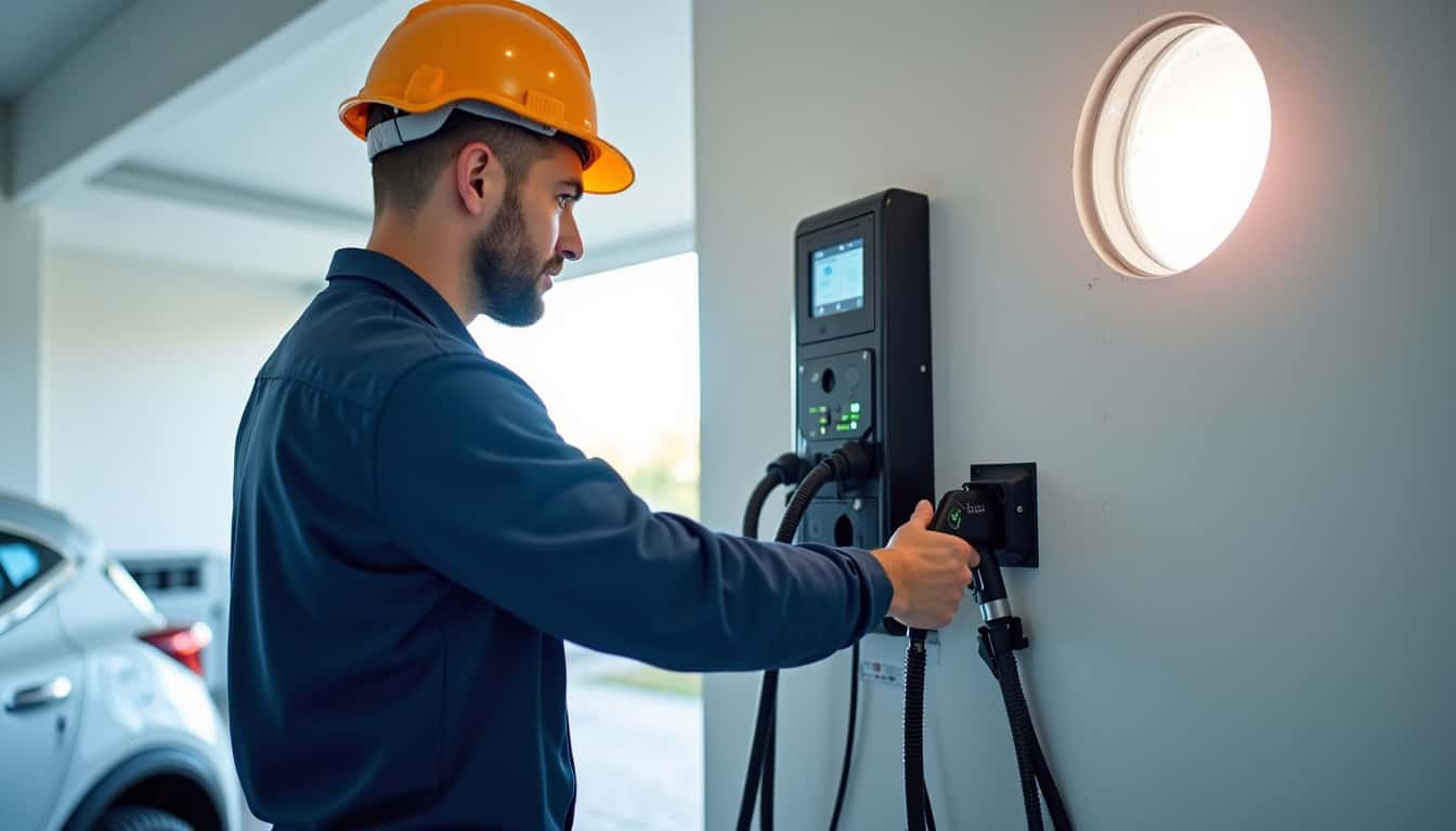 Électricien qualifié IRVE en train d