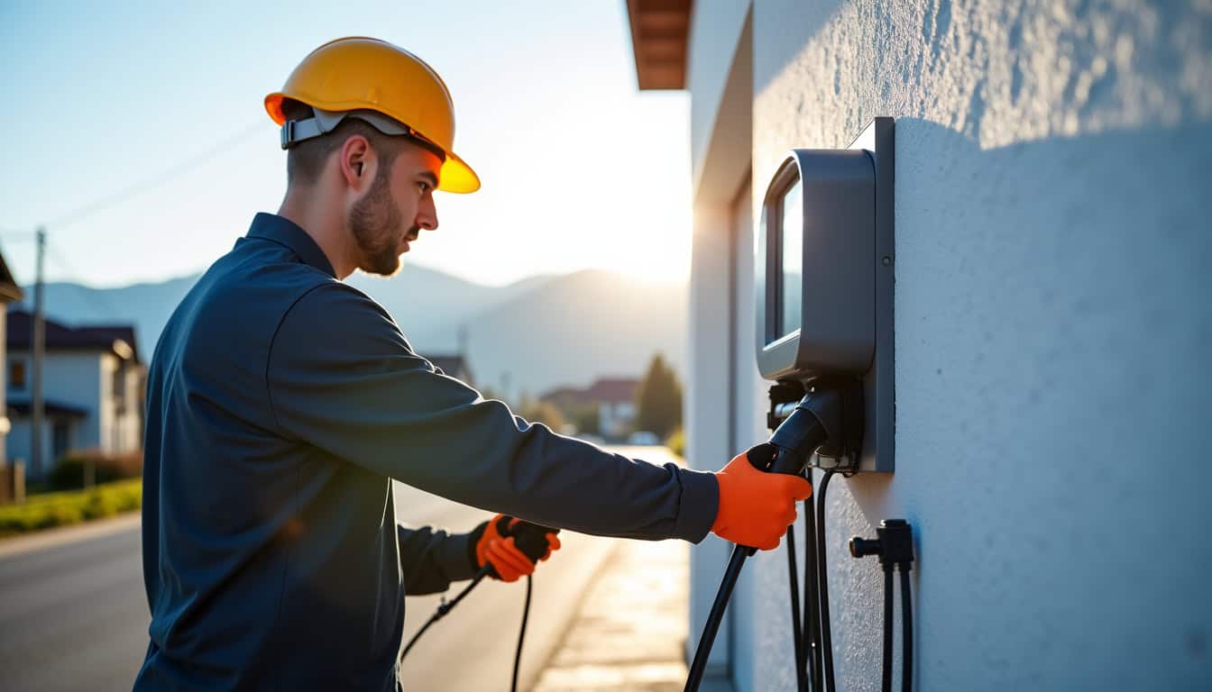 Électricien qualifié IRVE en train d