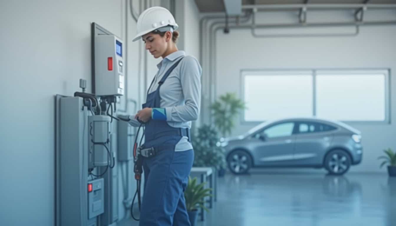 Électricien qualifié IRVE en train d