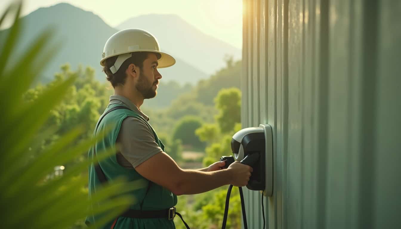 Électricien qualifié IRVE en train d