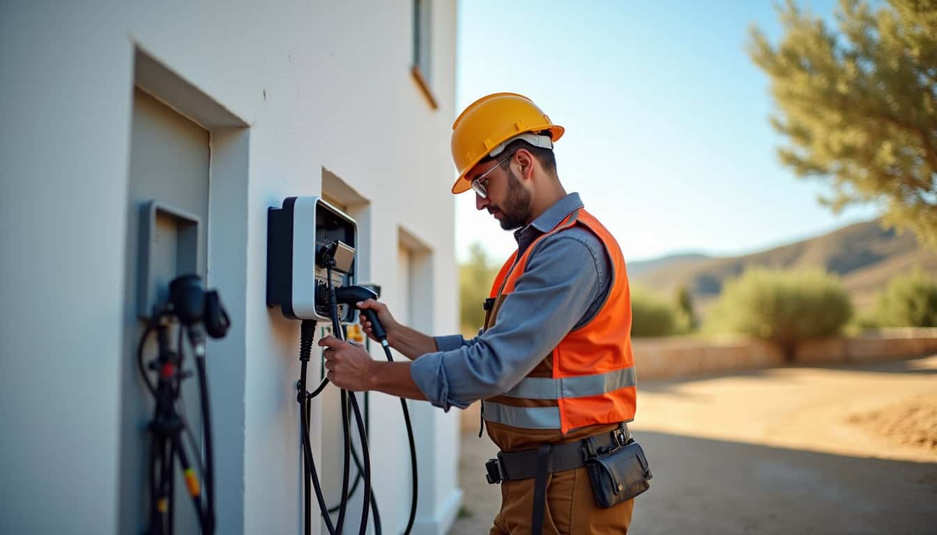 Électricien qualifié IRVE en train d