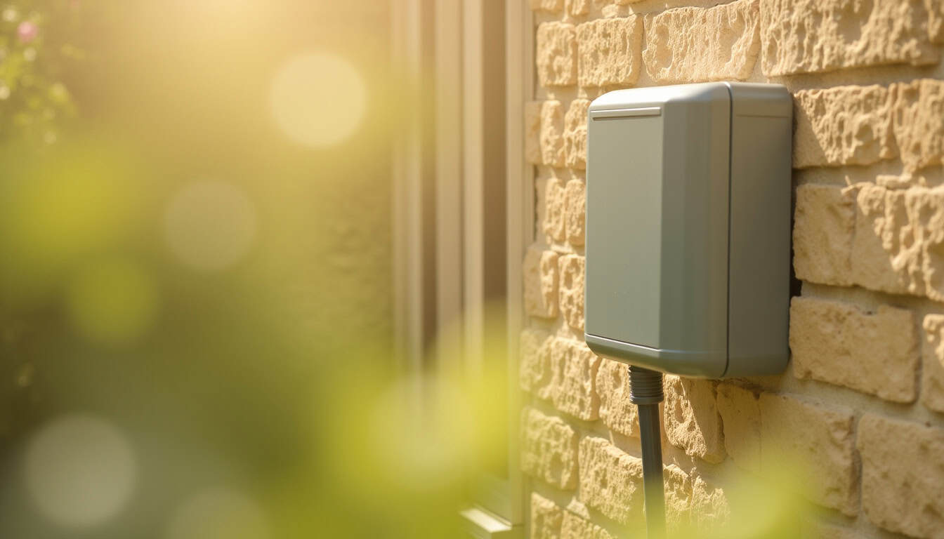 Étape d’installation d’une borne de recharge sur un mur extérieur à Passais Villages