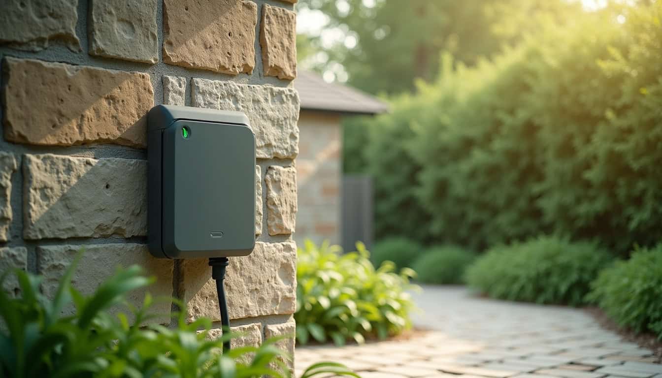 Exemple de wallbox installée sur un mur extérieur de maison à Culhat