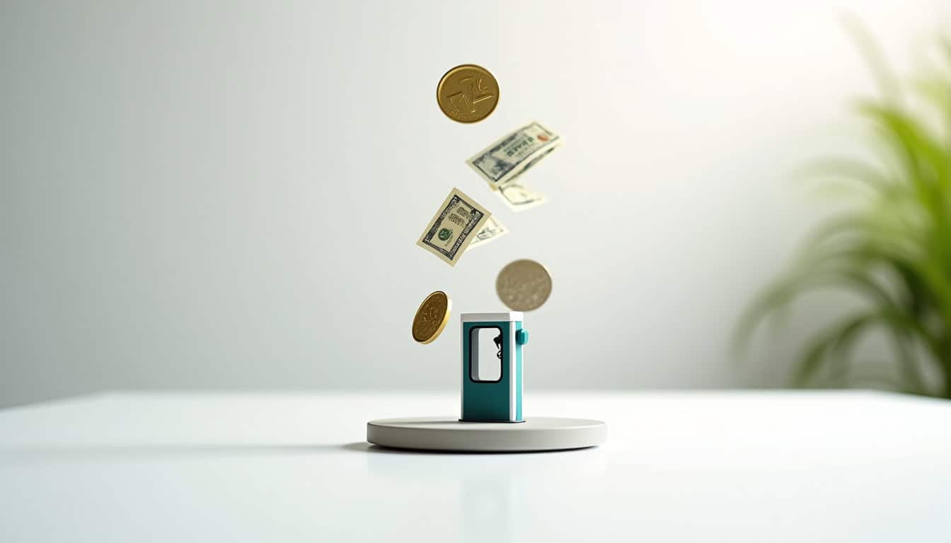 Illustration de pièces et billets flottant autour d