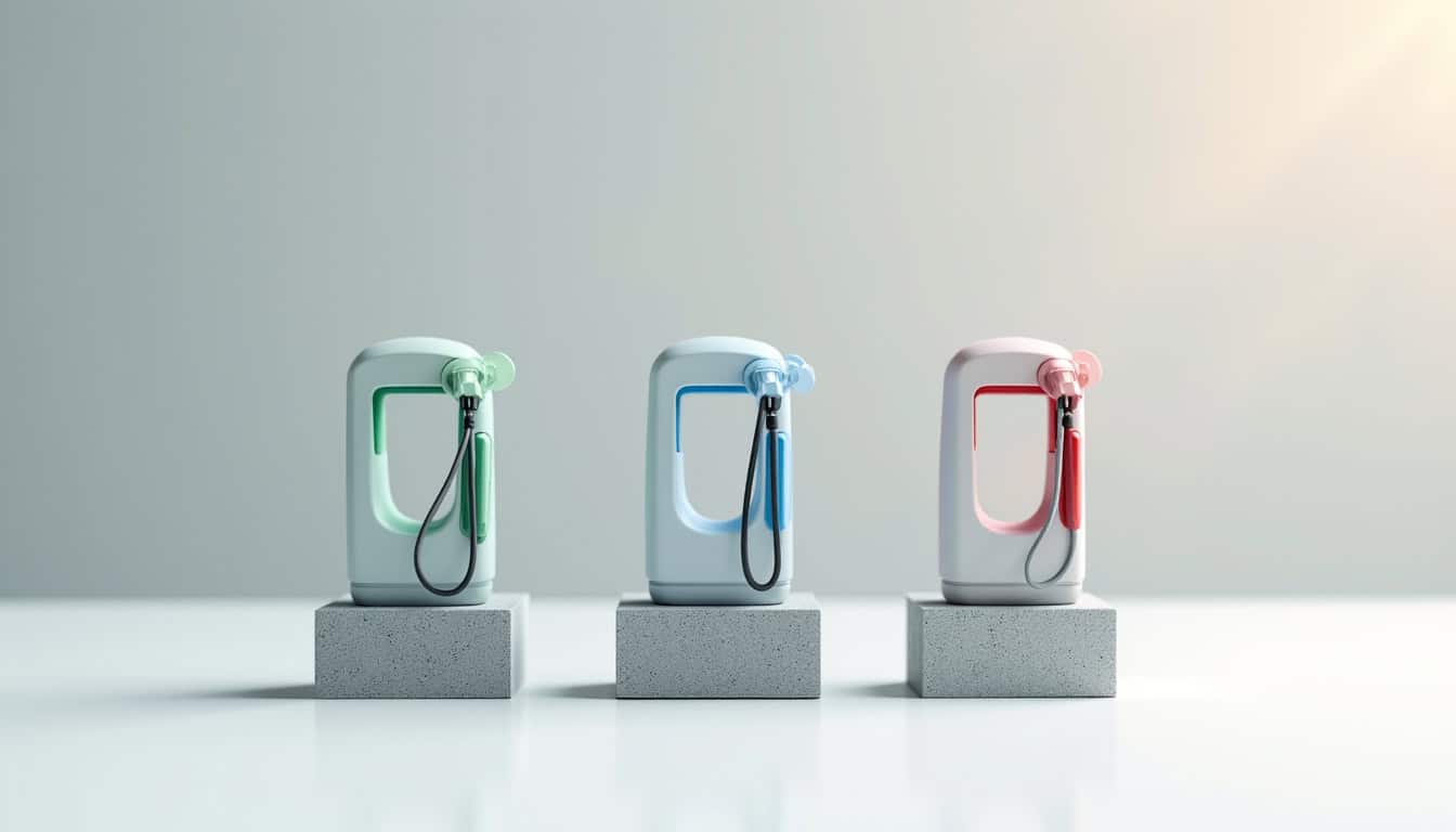 Illustration des différents types de bornes de recharge pour véhicules électriques installées à Basse-Pointe