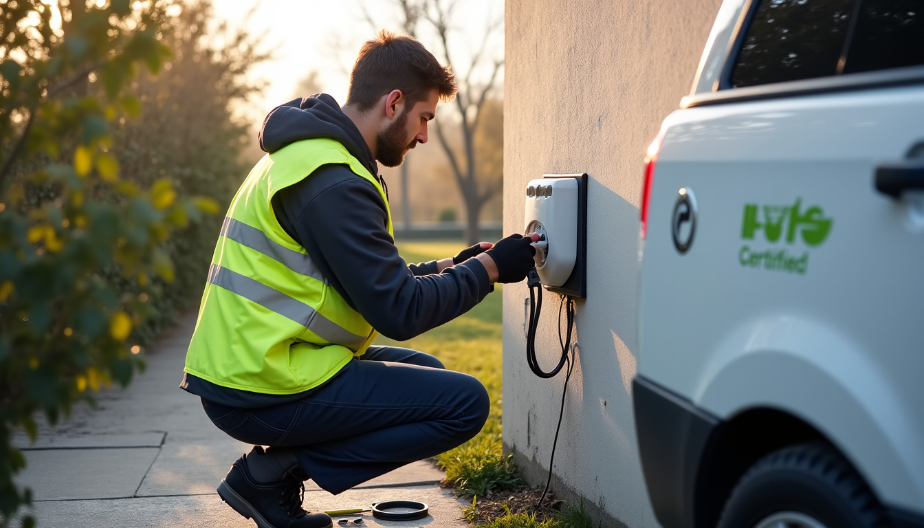 Installateur certifié IRVE en train d